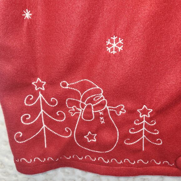 Winter Red Fleece Vest with Embroidered Snowmen Snowflakes Holiday Size XXL - Picture 2 of 10